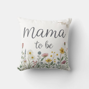 Cojín Decorativo Mamá Embarazada de Flor Silvestre Colorida Fiesta