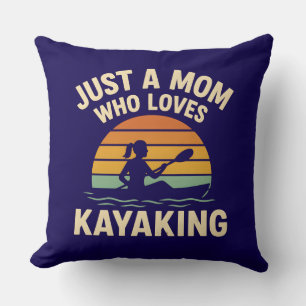 Cojín Decorativo Mamá en kayak al atardecer retro - Mamás al aire l