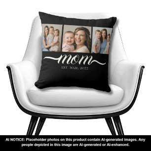 Cojín Decorativo Mamá Establecida Script Negro 3 Foto