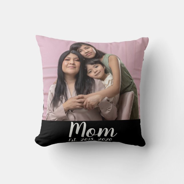 Cojín Decorativo Mamá Estableció Foto De Letra Moderna (Anverso)