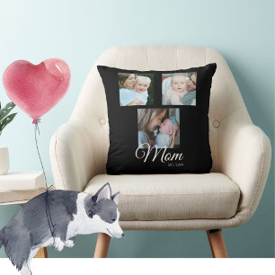 Cojín Decorativo Mamá Estableció Guión Negro 3 Foto Regalo
