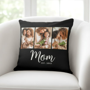 Cojín Decorativo Mamá Fecha establecida Script Estiloso Negro 3 Fot