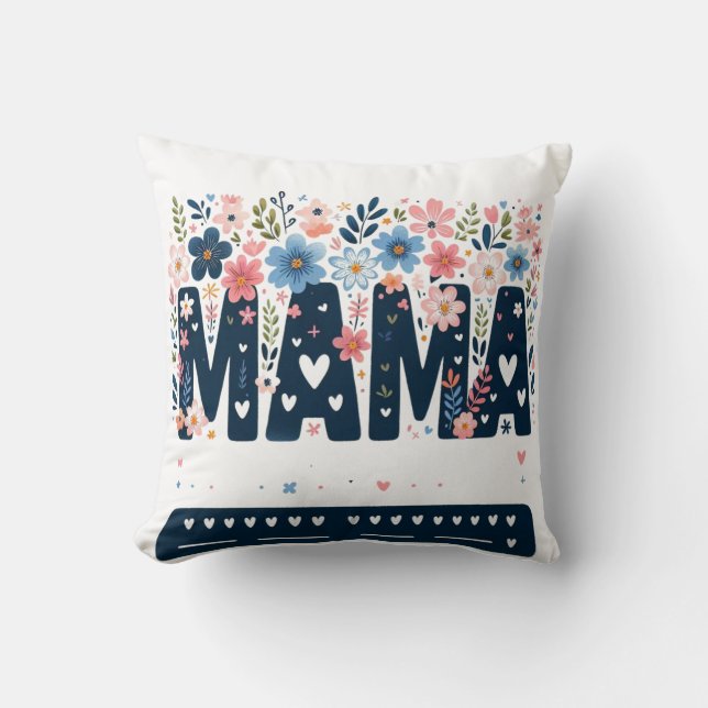Cojín Decorativo Mama Floral Heart – Boho Chic Mom Design (Anverso)