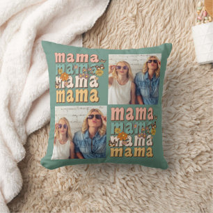 Cojín Decorativo Mama Fotos Personalizadas Día de la Madre Retro 