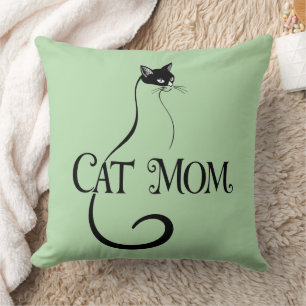 Cojín Decorativo Mamá Gata,Tipografía Minimalista Elegante de Gato