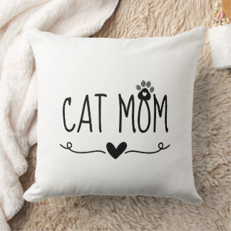 Cojín Decorativo Mamá Gato Minimalista Huella de Garra Adorable Cor