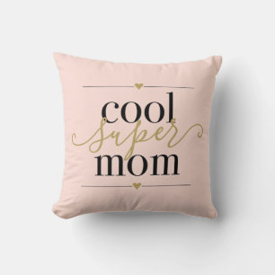 Cojín Decorativo Mamá genial moderna elegante rosa y dorado