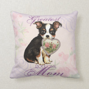 Cojín Decorativo Mamá larga del corazón de la chihuahua de la cap