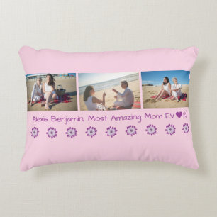 Cojín Decorativo Mamá más increíble de todas, con corazón. Nombre +