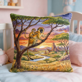 Cojín Decorativo Mamá Mono y Bebé Animales de Safari