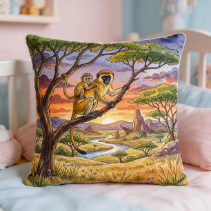 Cojín Decorativo Mamá Mono y Bebé Animales de Safari
