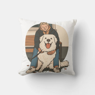 Cojín Decorativo Mamá Perro Abrazando a Cachorro Esponjoso Momento