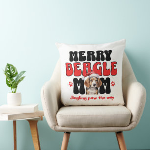 Cojín Decorativo Mamá Perro Beagle Navidad
