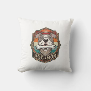 Cojín Decorativo Mamá Perro Hueso Bandana Marco Vintage_1
