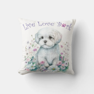 Cojín Decorativo Mamá Perro Maltés Floral
