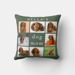 Cojín Decorativo Mamá Perro Mascota 8 Fotocollage Verde Personaliza
