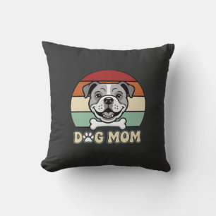 Cojín Decorativo Mamá Perro Retro Vector Bulldog
