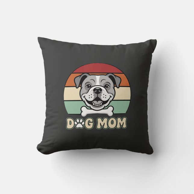 Cojín Decorativo Mamá Perro Retro Vector Bulldog (Anverso)