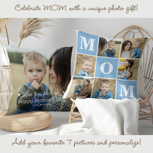 Cojín Decorativo MAMÁ Personalizado 7 Día de la Madre Collage de fo