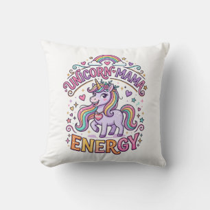 Cojín Decorativo Mamá Unicornio Energía Diseño Colorido Zazzle_1