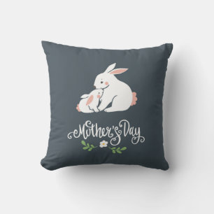 Cojín Decorativo Mamá y Bebé Conejo Día de la Madre adorable