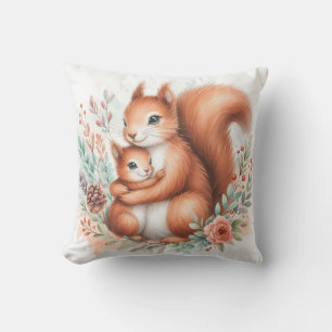 Cojín Decorativo Mamá y cría de ardilla