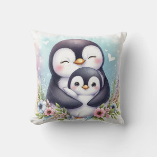 Cojín Decorativo Mamá y cría de pingüino