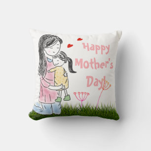 Cojín Decorativo Mamá y hija abrazan a Personalizado