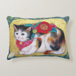 Cojín Decorativo Mameneko: The Camellia Kitten