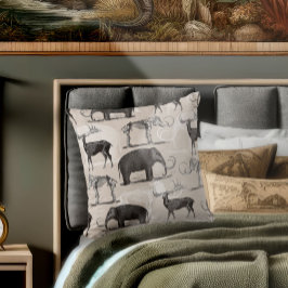 Cojín Decorativo Mamíferos pre-históricos mamut lana, megaceros