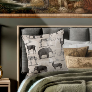 Cojín Decorativo Mamíferos pre-históricos mamut lana, megaceros
