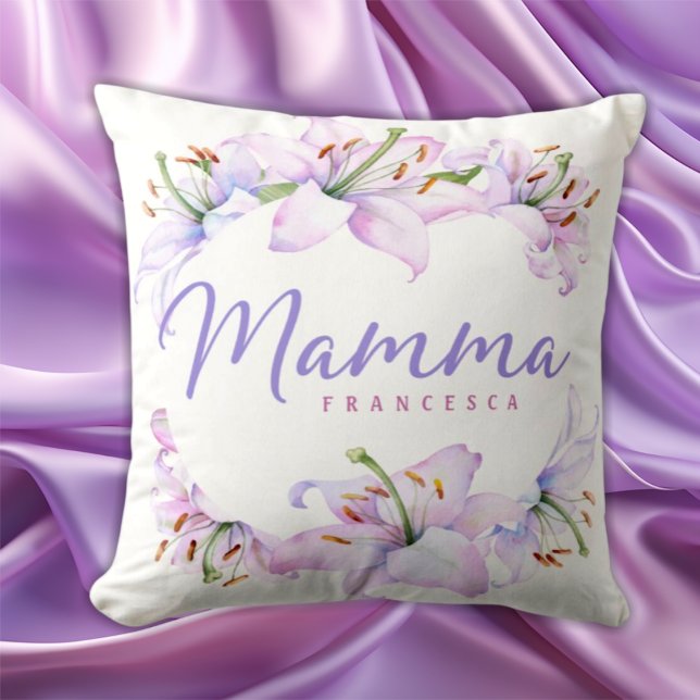 Cojín Decorativo Mamma Lilies - Regalo materno personalizado (Subido por el creador)