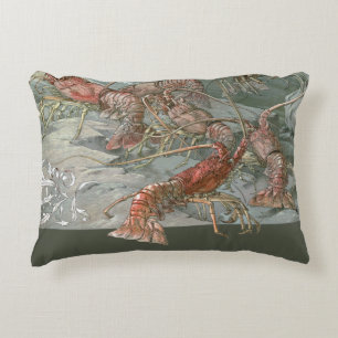 Cojín Decorativo Manada de langostas en el océano, arte vintage Art