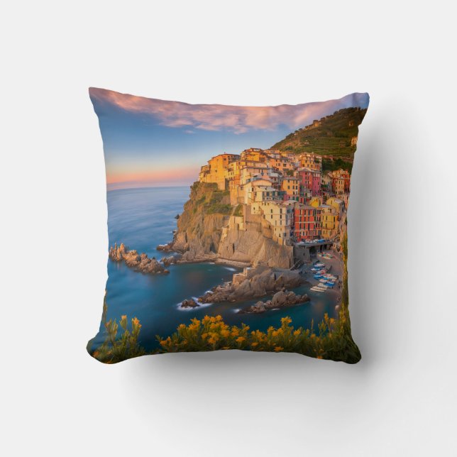 Cojín Decorativo Manarola Cinque Terre Italia Med Sea Coast (Anverso)