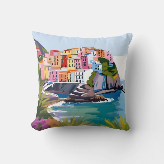 Cojín Decorativo Manarola Cinque Terre Liguria Italia (Anverso)