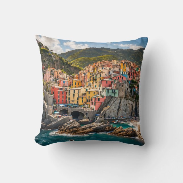 Cojín Decorativo Manarola Cinque Terre Liguria Italia Costa Europea (Anverso)
