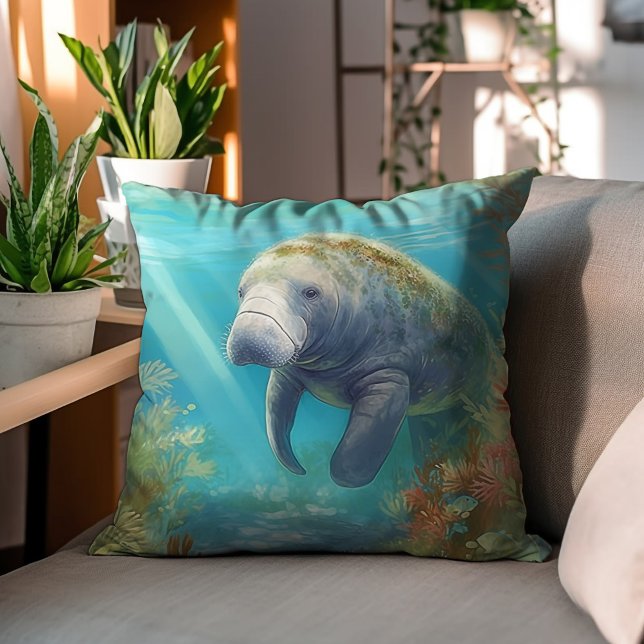 Cojín Decorativo Manatee En El Mar (Subido por el creador)