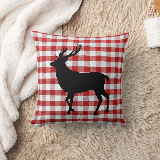 Cojín Decorativo Mancha roja con ciervo negro (Manta)