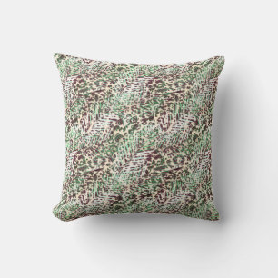 Cojín Decorativo Manchado, leopardo, tropical, palma, hojas,