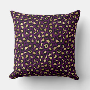 Cojín Decorativo Manchas de leopardo de oro y púrpura oscura elegan