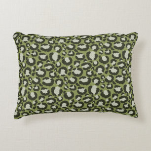 Cojín Decorativo Manchas de leopardo glamurosas en verde musgo de e