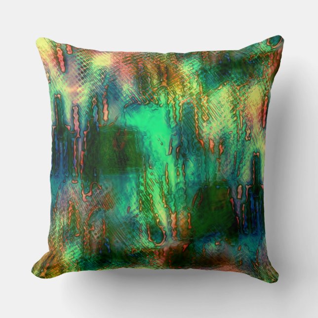 Cojín Decorativo Manchas polacas y mezcla de textura, amarillo verd (Anverso)