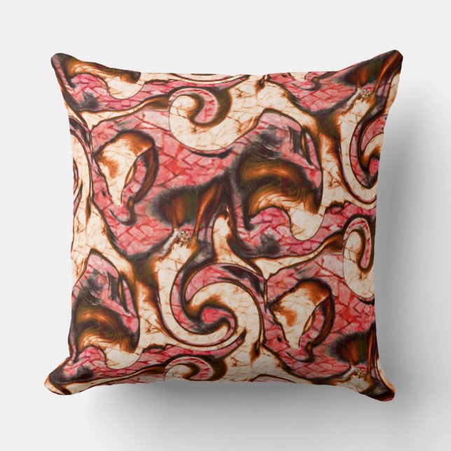 Cojín Decorativo Manchas rojas y coralinas abstractas de estilo woo (Anverso)