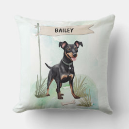 Cojín Decorativo Manchester Terrier Watercolor Personalized Dog
