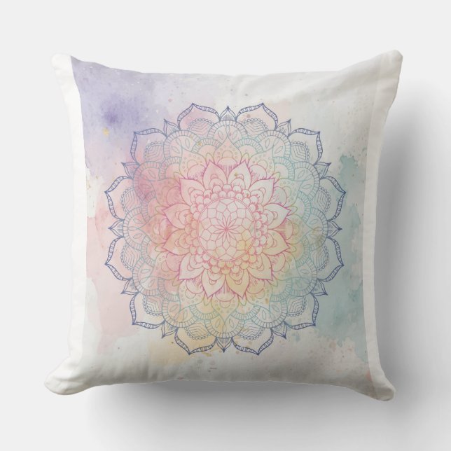 Cojín Decorativo Mandala Acuarela (Anverso)