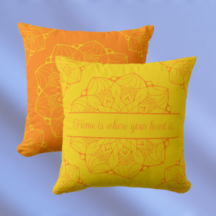 Cojín Decorativo Mandala amarilla y naranja personalizada