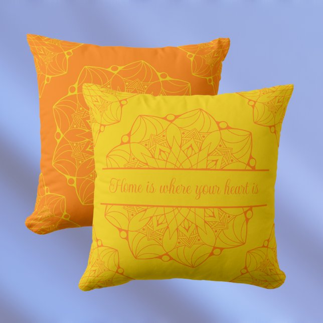 Cojín Decorativo Mandala amarilla y naranja personalizada (Subido por el creador)