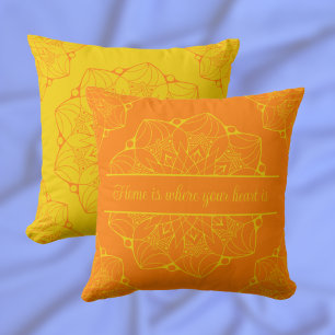 Cojín Decorativo Mandala amarilla y Naranja personalizada