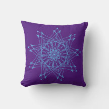 Cojín decorativo Mandala azul claro y morado agudo
