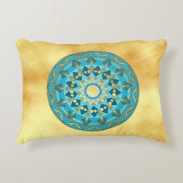 Cojín Decorativo Mandalá azul dorado sobre fondo de oro suave